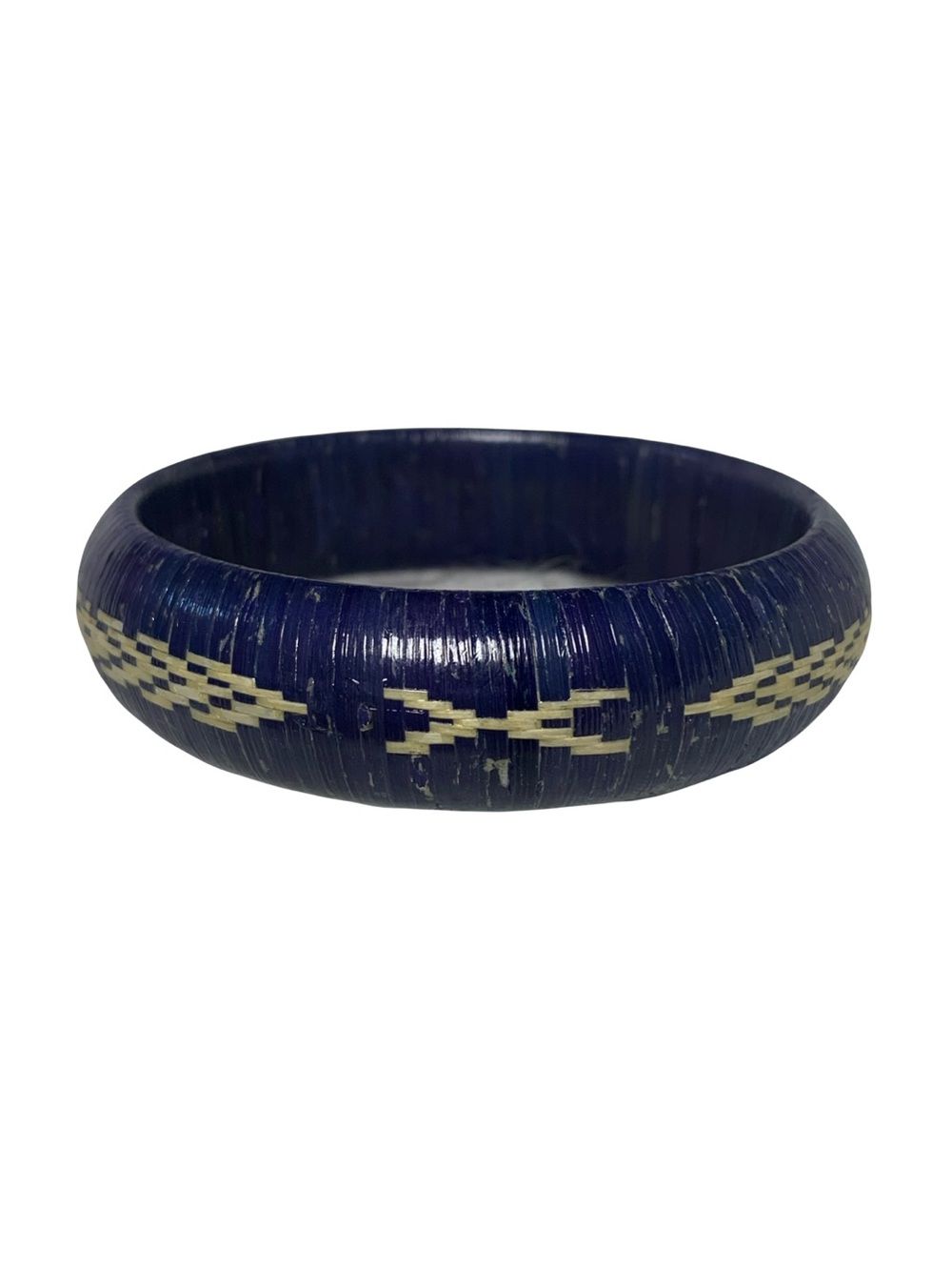 Vintage Woven Reed Bracelet N. American Southwest Style Bangle Bracelet Blue